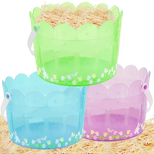 Zcaukya Easter Buckets Set of 3 Clear Kids Baskets