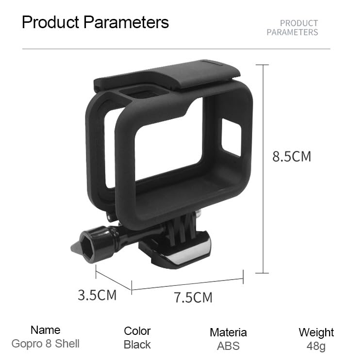 Image of REFLEX CAMERA Protective Housing Frame Mount for GoPro Hero 8 Black | Lightweight Durable Camera Case | Quick Release Mount & Thumbscrew | Essential GoPro Accessory for Action Photography