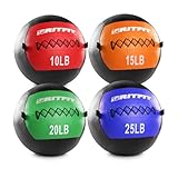 RitFit Soft Medicine Ball/Wall Ball Set for Strength and Conditioning Workouts, Core Training and Cross Training(5/10/15/20/25/30lbs) (Red+Orange+Green+Blue(10lb+15lb+20lb+25lb))