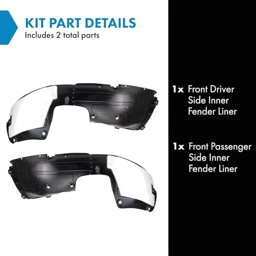 Image of TRQ Front Inner Fender Liner Set Compatible with 2016-2018 Hyundai Tucson HY1248185 HY1249185