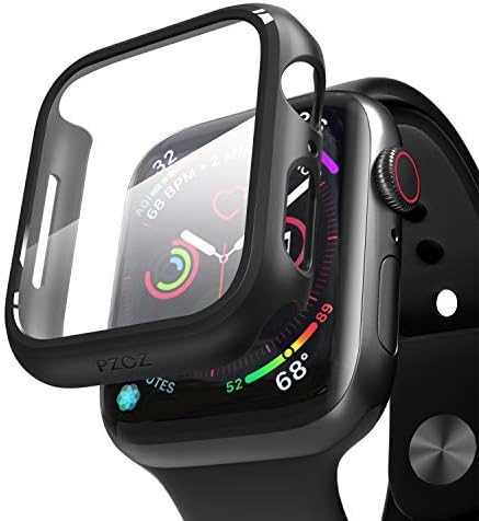 ikazen Bumper + Glass Snap on Face Cover Full Coverage Screen Protector of Thin Plated Case PC for Apple Watch Series 4/5 44mm