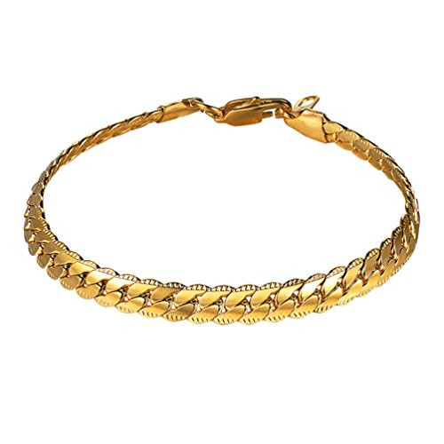 PROSTEEL Gourmette Homme Plaqué Or 21cm, Chaîne Bracelet à Maillons Anglais 6,5mm