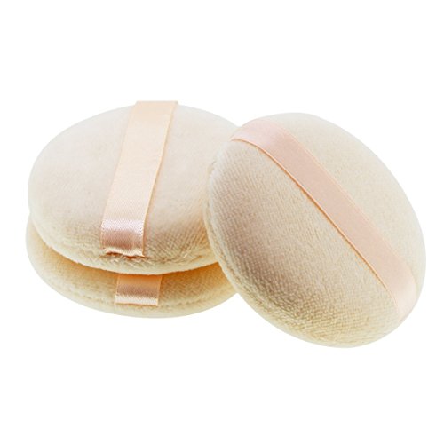 Large Size 3.15" Diameter Round Facial Face Sponge Makeup Cosmetic Loose Powder Puff Pack of 3 Pcs (Khaki)