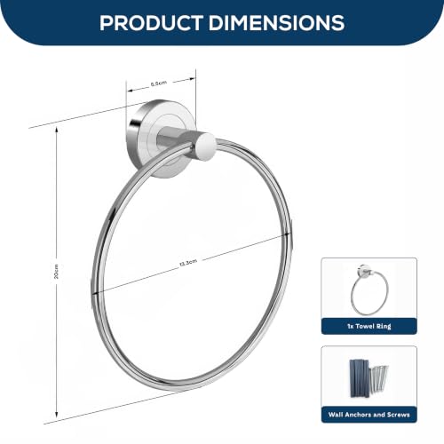 Image of Amazon Basics Stainless Steel Towel Ring for Bathroom | Towel Holder for Wash Basin | Hand Towel Hanger | Wall Mounted Towel Holder | Rustproof Towel Hanger for Washbasin