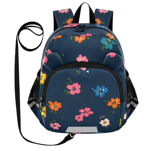 Kid's Backpack for Boys & Girls Toddler Bag Colorful Flowers Pattern Backpack with Safety Leash