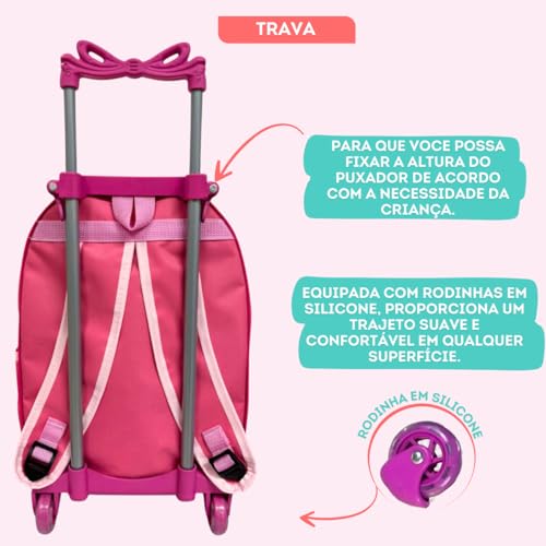 Mochila Infantil Rodinha Escolar Grande Feminino Juvenil Reforçada Menina