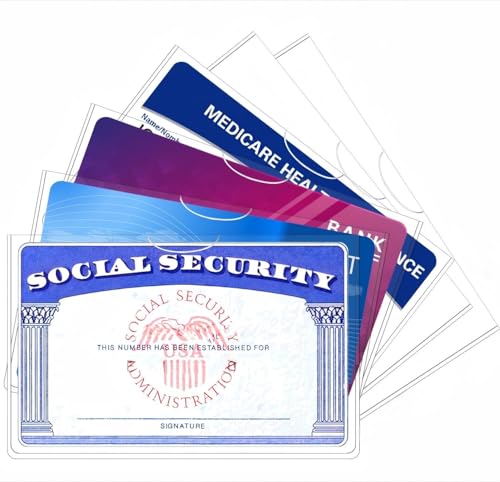 6 Packs Social Security Card Holder Protector/New Medicare Card Protector, 24 Mil Clear Water Resistant Plastic Sleeves for Waterproof SSN Card Protector/Credit Card Cover
