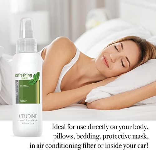 L’eudine Refreshing Splash - Air Freshener Spray – 4Fl Oz, Eucalyptus Spray For Body, Clothes, Bedding, Home, Car Interior – Great For Blocked Airways, Nasal Congestion – Pleasant Menthol Notes #TOP3