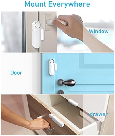 SECRUI Wireless Door Sensor Alarm for Home With Remote, Wireless Window Door Open Contact Burglar Chime Anti-Theft 2 Mode 120dB Loud Enough Sticky Pad Easy to Install for Door Safety Shop Security