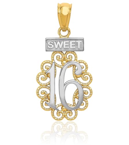 IceCarats 14K Solid Yellow Gold Sweet 16 Years Old Birthday Antique Filigree Necklace Chain Pendant Charm3