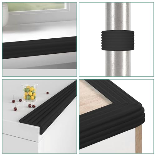 Image of 6.56ft x 2 Rolls Corner Protector Baby, Self Adhesive Baby Proofing Corner Guards Widen Edge Protector, Desk Edge Cushion, Furniture Table Covers Safety Bumper (Black)