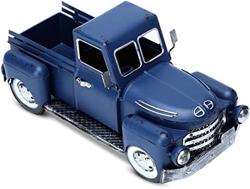 SDFHE Farmhouse Blue Truck Metal Decor ,Vintage Outdoor Iron Truck Retro Decor,Farm Trucks Planter,Decorative Tabletop Storage,Home Decor Collectible Vehicles, Rustic Antique Blue 12L*5.9W*5.9H inch