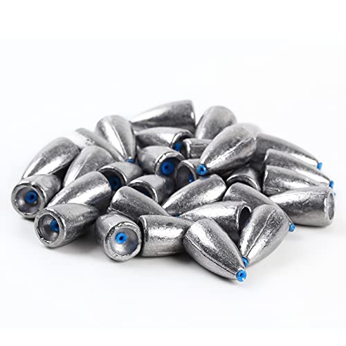 Poisson Bullet Sinker Burr-free Built-in tube Lead Worm Fishing Sinker Weight (0.7 oz 20 pcs)