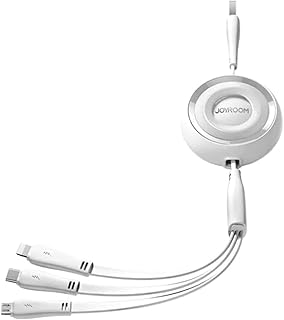 كابل شحن صغير 3 في 1 قابل للسحب 3.5 امبير من جوي روم S-A40 بطول متر ابيض لمحول الشحن يو اس بي