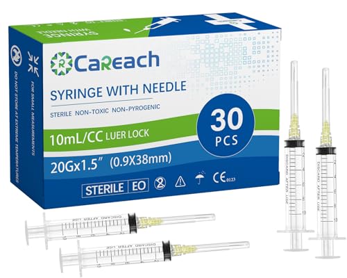 30pcs 10mL Syringe 20g 1.5inch for Scientific Labs, Industrial Dispensing