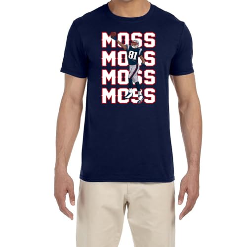 Navy New England Randy Moss Text Pic T-Shirt Youth Medium