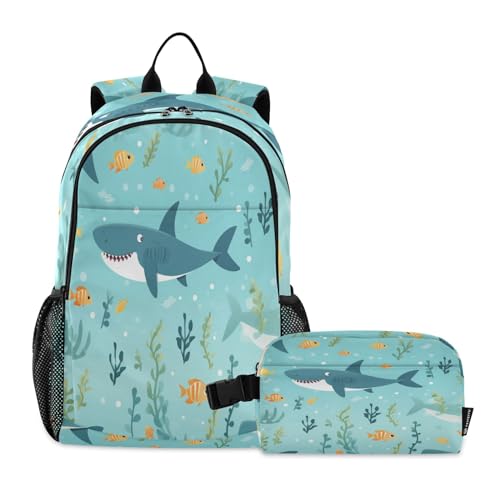 Sac à dos enfant avec lunch box pour le repas à l'école motif océan