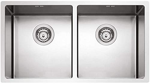 Lavello cucina Plados MR7420 in acciaio inox satinato a due vasche per installazione Filotop
