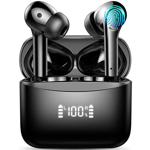 Asyin Wireless Earbuds, Bluetooth 5.3 Headphones HiFi Stereo with ENC Noise Reduction Mic, IPX7 Waterproof Bluetooth in-Ear Earphones with LED Charging Display Case, for Smart Phone Laptop Sports…
