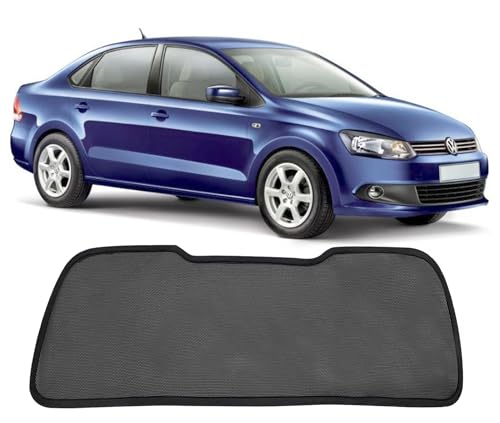 Image of Autofact Dicky Curtain for Volkswagen Vento | Custom Fit Rear Windshield Sunshade | Foldable Mesh | Privacy & Cooling Car Accessory | Car Rear Sun Shade UV Block Easy Install Durable Black Mesh