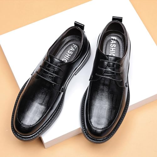 Zapatos Oxford para hombre en piel sintética texturizada con cordones para trajes de negocios 3