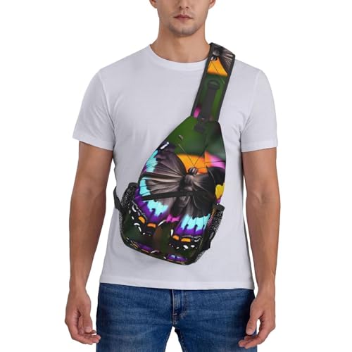 Mochila cruzada deportiva con estampado de mariposas coloridas miniatura 7