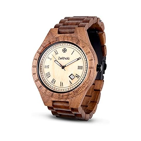 Zeitholz Wood Watches for Men, Wooden Watch, Gifts, Analog Watch, Zittau Collection 44mm, 100% Natural with Japanese Quartz Movement. (Maple) Cover