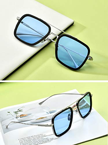 Visions India Edith Square UV Sunglasses Blue - Image 7