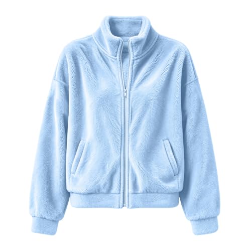 Piuwrlz Girls Fuzzy Fleece Zip Up Jacket with Stand Collar - image 6