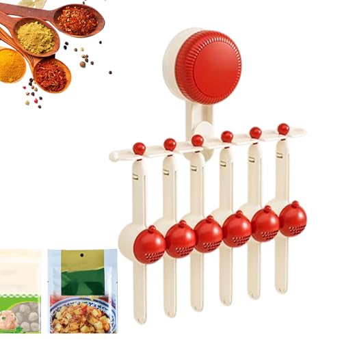 Generisch Ventosa, clip para bolsas de especias montado en la pared, ahorra espacio, sal y pimienta para pared de cocina, frigorífico, puerta de armario, organización del hogar