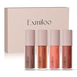 Exmiloo Set Labiales Mini, 4 Colores – Lip Tint Mate & Gloss, Pintalabios Líquido Ligero y Alta Pigmentación, Larga Duración, Set Maquillaje Viaje, Vegano y Cruelty Free (Timeless Nudes)