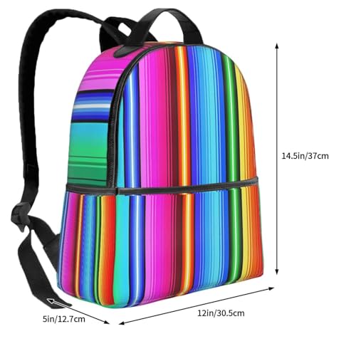Mexico Serape Rainbow Stripes Print Backpack Lightweight Laptop Backpacks Casual Double Shoulder Backpack For Women Men Travel2