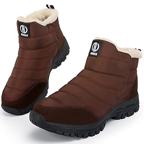 GURGER Bottes de Neige Homme Hiver Bottine Femme Fourrées Chaud Imperméable Chaussure de Neige Bottes Après Ski Marron 43 Cover