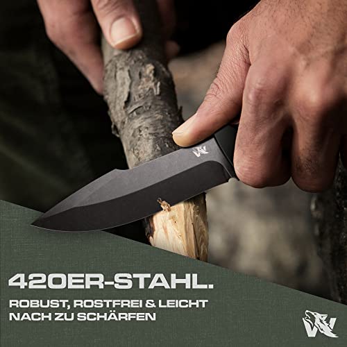 Foto von Wolfgangs WHUNTER Aufbrechmesser Jagdmesser feststehende Klinge mit starkem 420er Stahl (Durchgängiger Erl) - Auch als Angelmesser - Survival Outdoor Messer zum Wild aufbrechen mit robuster Scheide