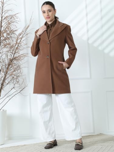 Image of PLAGG Women's Notched Lapel Long Overcoat