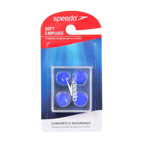 Protetor Auricular, Speedo, Soft Earplugs, Silicone Moldável Reutilizável com Estojo Protetor - Azul