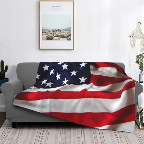 Couverture légère drapeau américain plaid lit jeté de canapé toutes saisons - 5