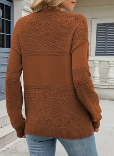 Image of JOCAFIYE Womens Sweaters Casual Long Sleeve V Neck Lightweight Hollow Out Pullover Sweater Tops
