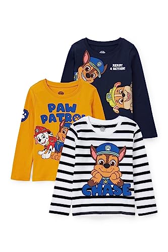 C&A Kinder Jungen T-Shirt Langärmelig Bedruckt|Streifen PAW Patrol 3er...