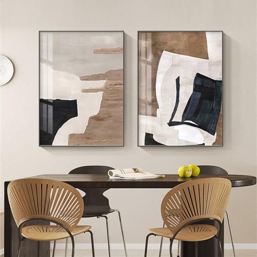 Cuadros abstractos en lienzo negro y marrón decorativos para pared de salón 60x70cm