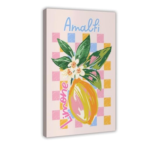 Impression sur toile rétro méditerranéenne d'agrumes italiens pour décoration murale de maison