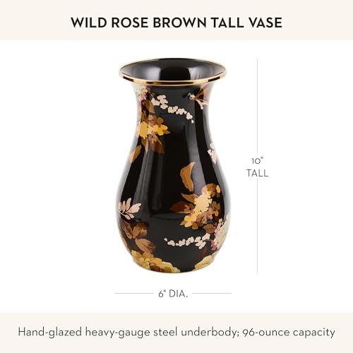 Image of MACKENZIE-CHILDS Enamel Tall Vase, Wild Rose Brown