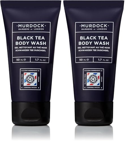 Image of Murdock London Black Tea Body Wash (Travel Size) | Gently Foams and Rinses Off with a Signature Scent | 50ml (Pack of 2)