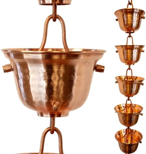 Nutshell Stores Bell Cups Rain Chain - Copper - 20 Feet