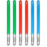 Juego de 6 sables de luz inflables, espadas azules, rojas y