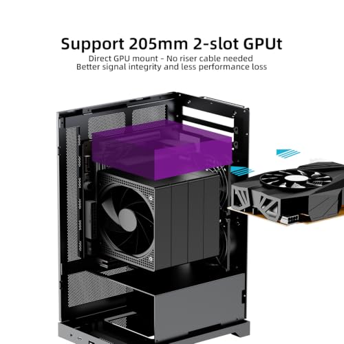Gabinete PC Shiny Snake L200 MESH 10.4 L para Mini-ITX - Portátil, Alta Ventilación, Soporta GPU de 205 mm y Cooler de 135 mm - Blanco miniatura 6