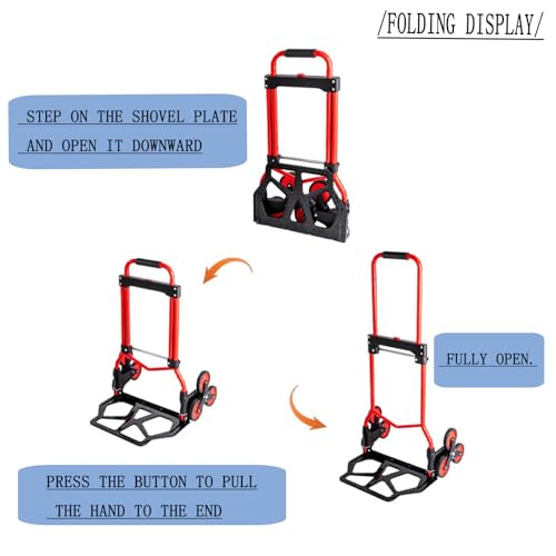 Carro de mano plegable resistente con capacidad de carga de 80 kg para camping, festivales, jardinería y transporte de palés sobre ruedas