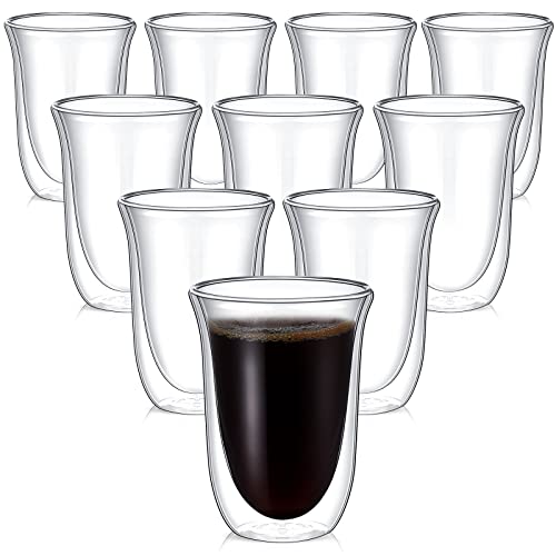 Sieral Set Of 10 Double Layer Glass Coffee Mugs Double Walled Glass Insulated Glass Coffee Mugs Clear Glass Insulated Stackable Mugs (10 Oz/ 300 Ml) #TOP25