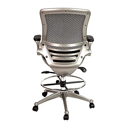 Image of Flash Furniture Waylon Mid-Back Swivel Office Chair with Adjustable Foot Ring and Seat Height, Ergonomic Mesh Chair with Armrests, Black /Silver