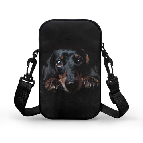 HUGS IDEA Black Dachshund Women's Mini Cross Body Bags Shoulder Handbag Cell phone Pouch Purse for Travel2